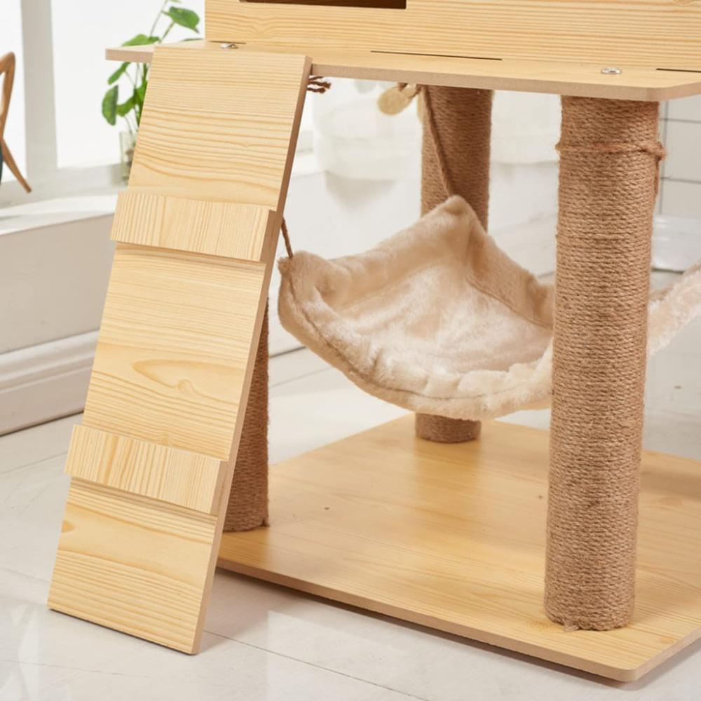 Stylish Designed Wooden Cat Tree - 130cms