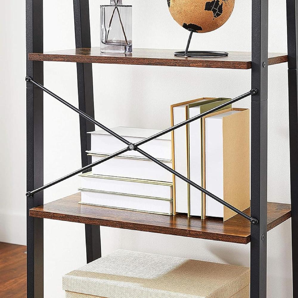 Adjustable 5-Tiers Metal Wood Ladder Shelf