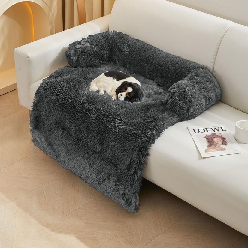 Pet Sofa Cover Soft with Bolster L Size (Grey)