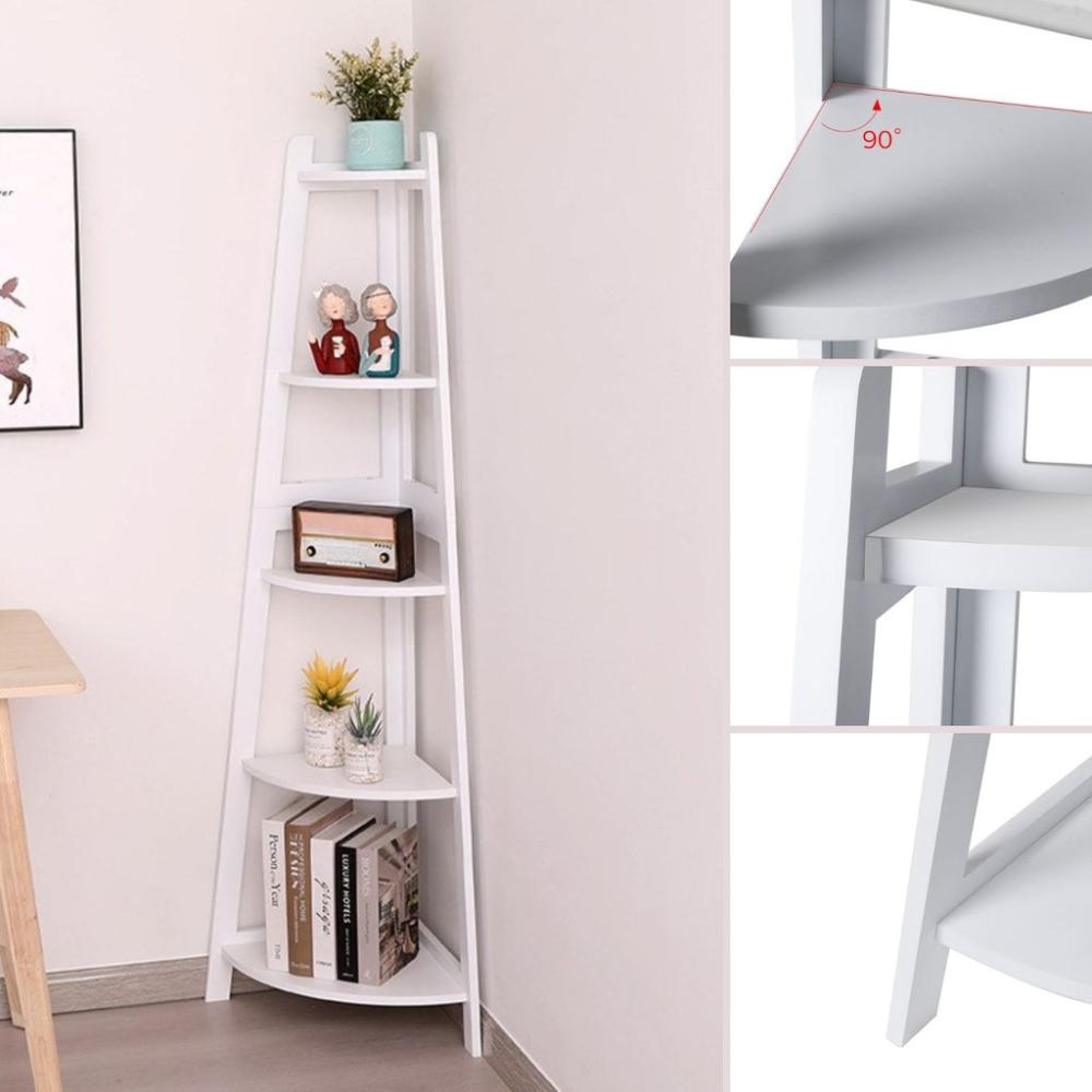 5 Tier Corner Ladder Shelf (White)