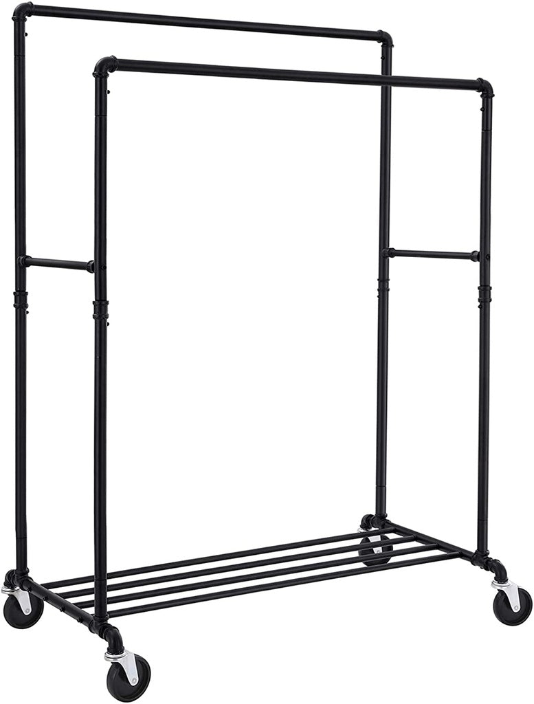 Industrial Pipe Clothes Hanging Rack Organizer - Black