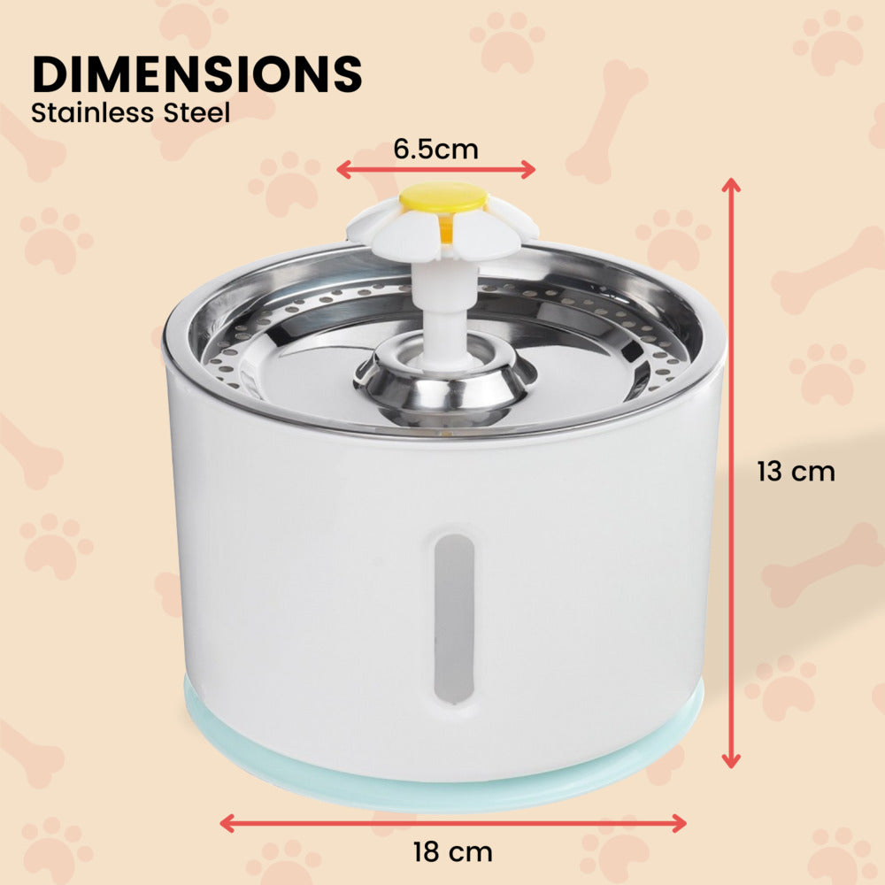 Stainless Steel Top Pet Water Fountain Drinking Dispenser And Filter - Blue