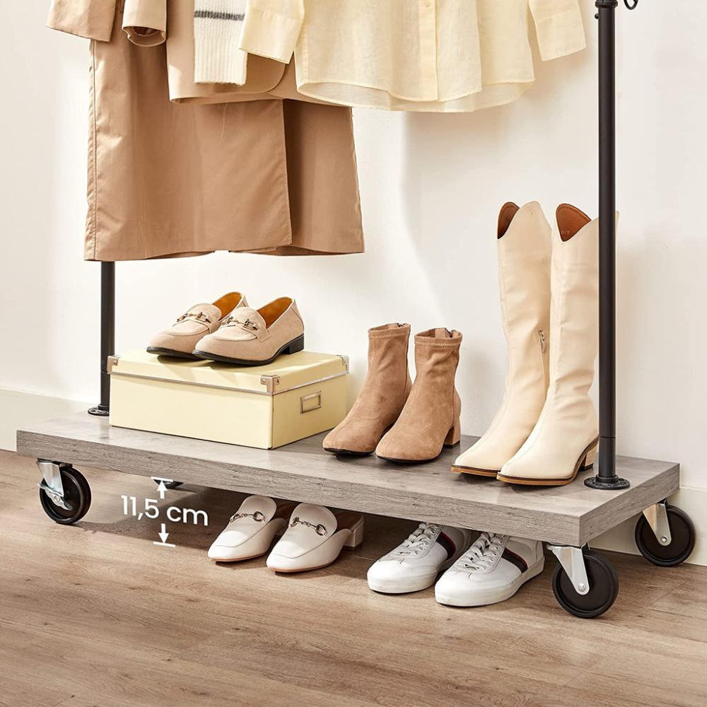 Clothes Rack Single Rail with Wheels Greige