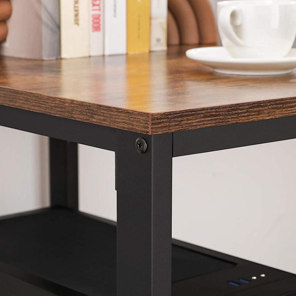 Computer Desk with 2 Shelves - Rustic Brown and Black