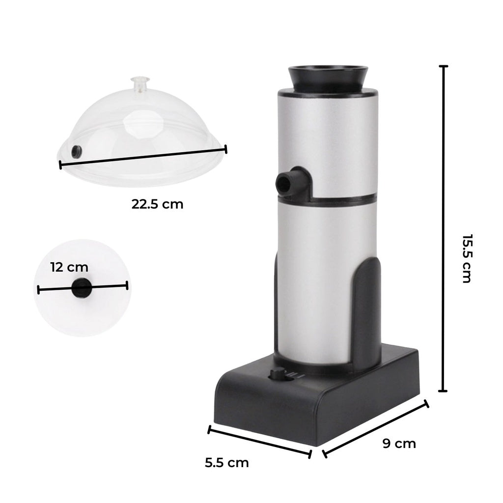 Cocktail Smoker Kit with Dome and Cup Lid (Black+Silver)