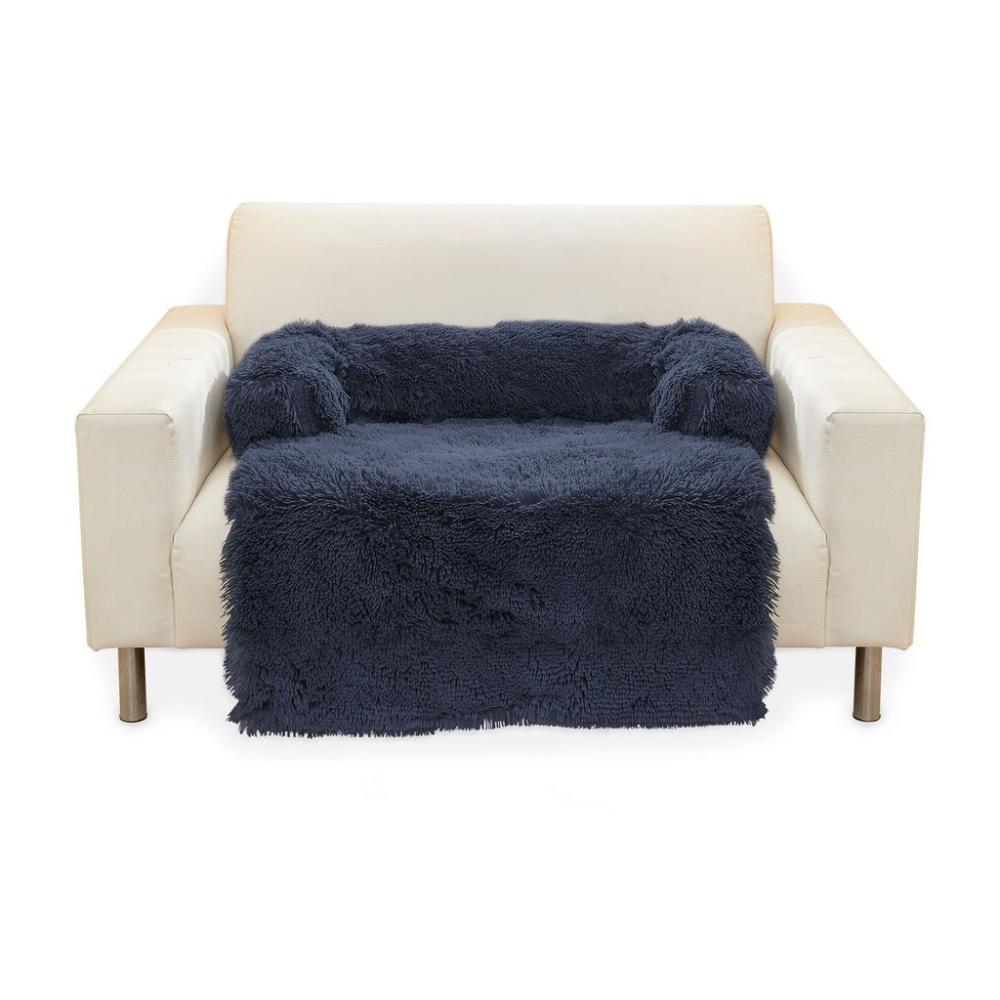 Pet Sofa Cover Soft with Bolster L Size (Dark Blue)