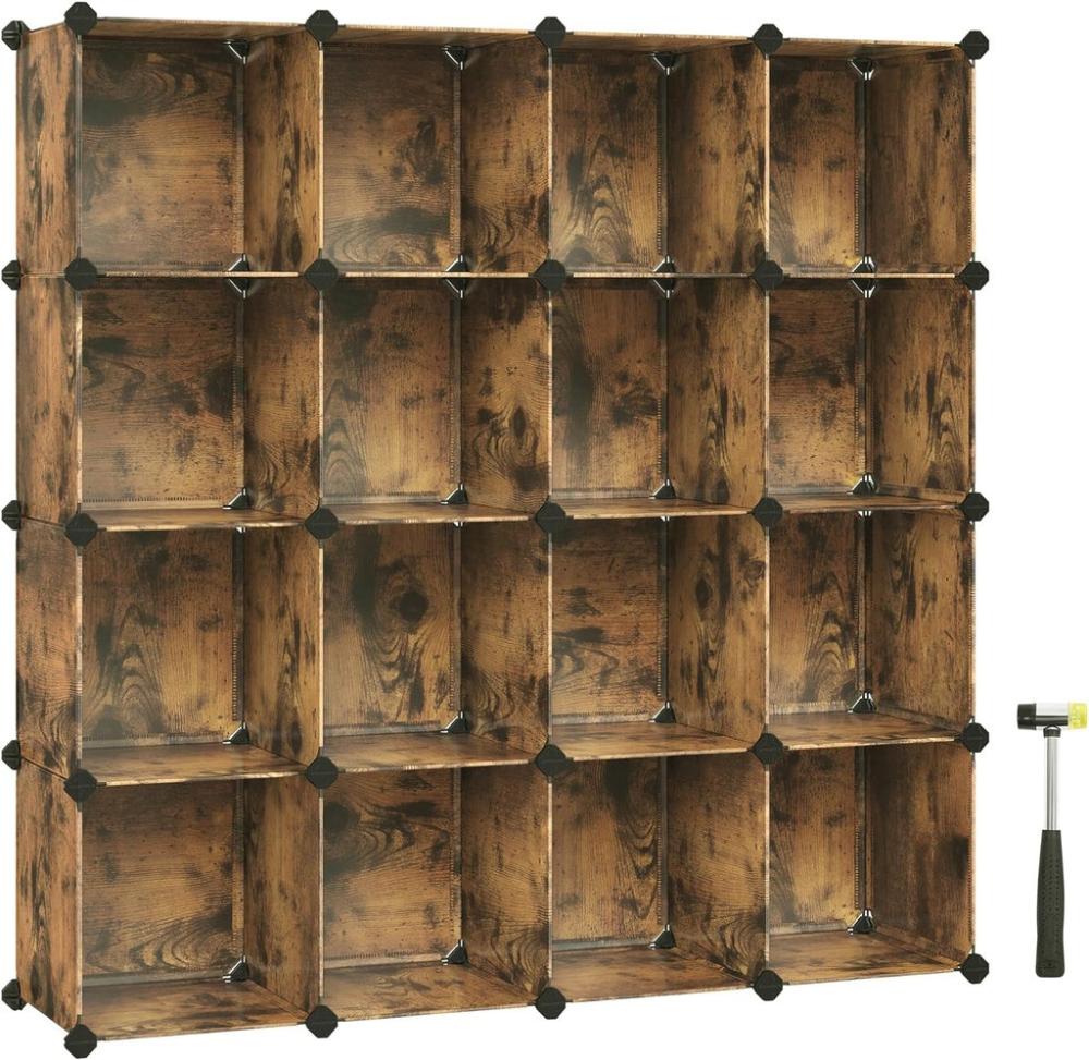 Plastic Cube Storage Organizer - Rustic Brown (Set of 16)