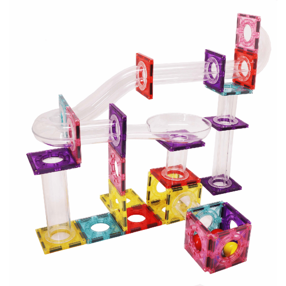 Magnetic Tiles Marble Run 106pcs with Clear Tubes