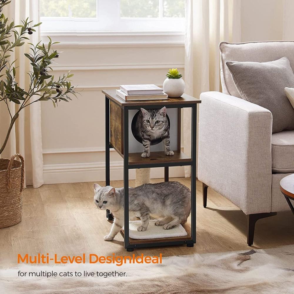 Cat Tree and End Table - Rustic Brown