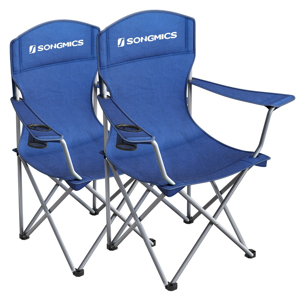 Set of 2 Folding Camping Outdoor Chairs - Blue