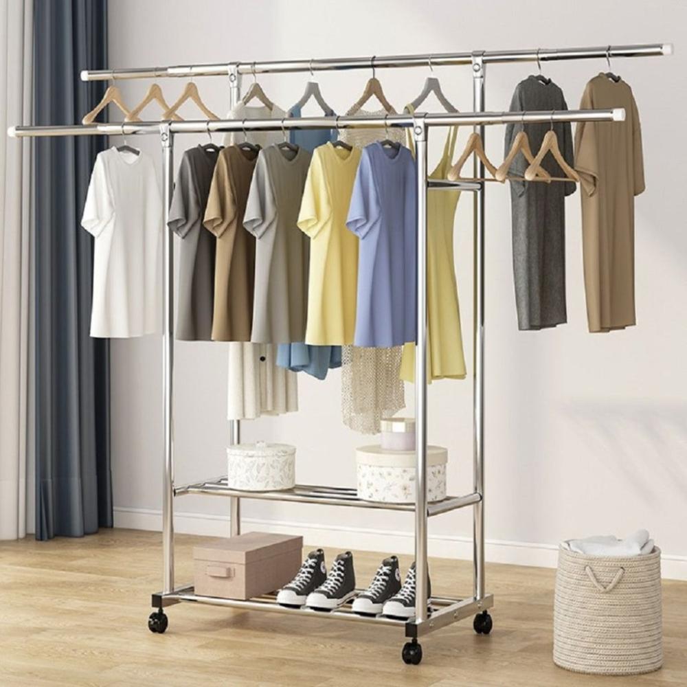 Clothes Rack Stainless Steel Two Rail