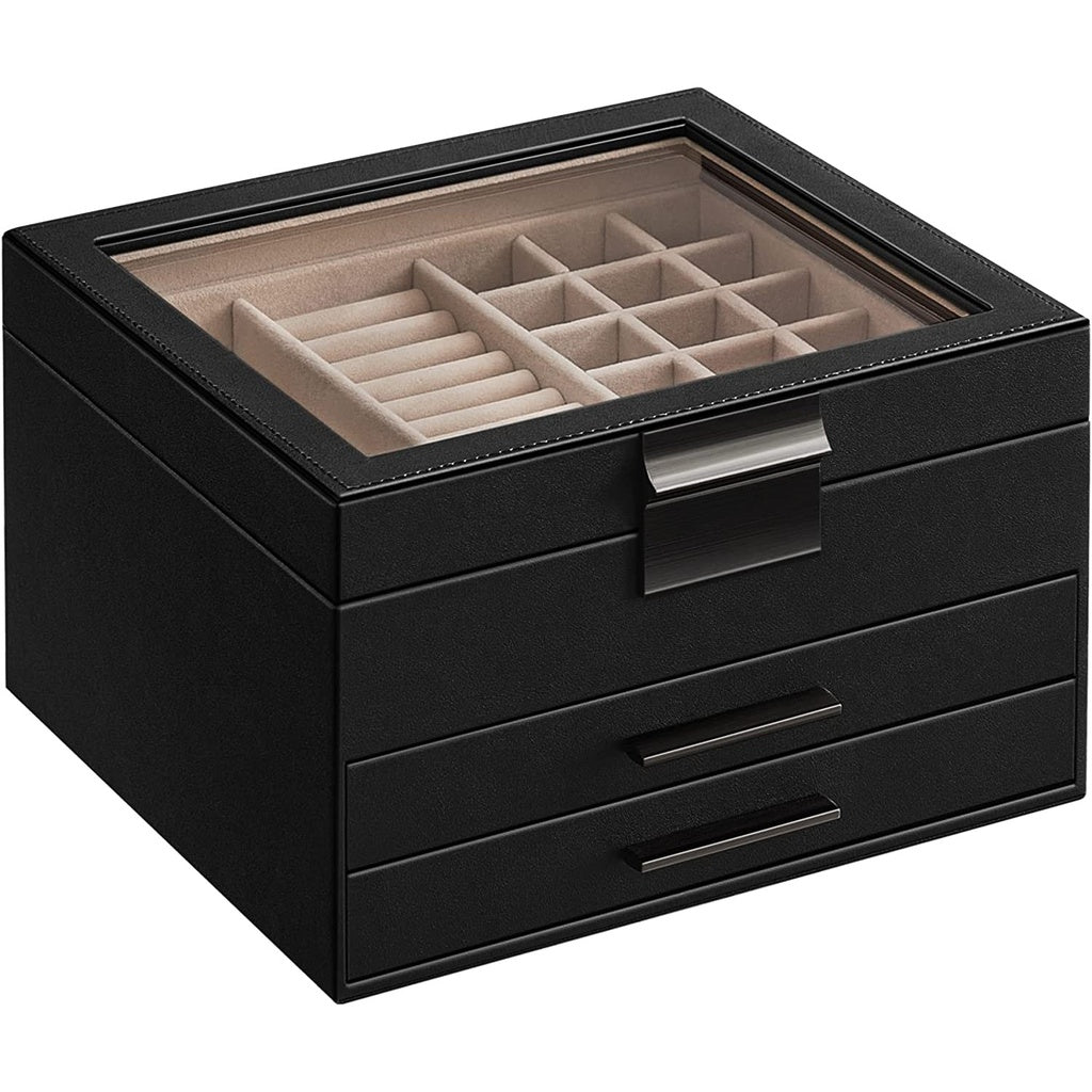 Jewelry Box 3-Layer with 2 Drawers - Graphite Black