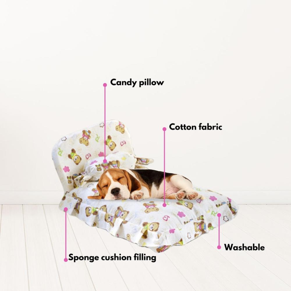 Bear Design Pet Bed with Pillow and Quilt (Medium)