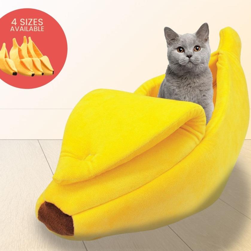 Soft Plush Banana Pet Bed - Large (Yellow)