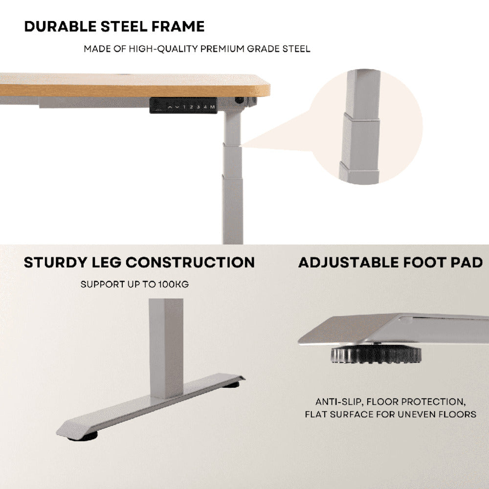 Adjustable Two Leg Stand Desk Riser Frame Only (Grey)