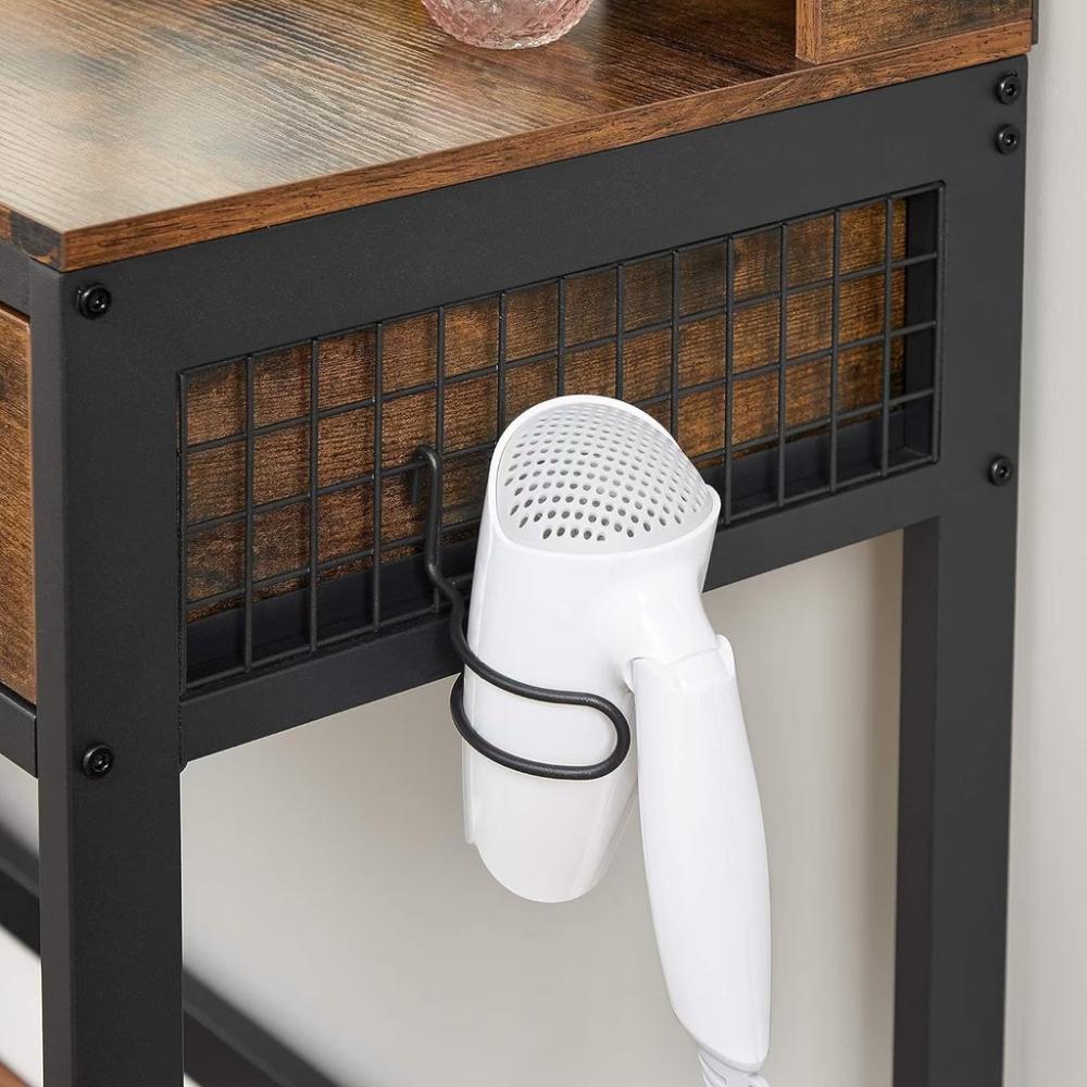 Dresser Table with Trifold Mirror - Rustic Brown and Black