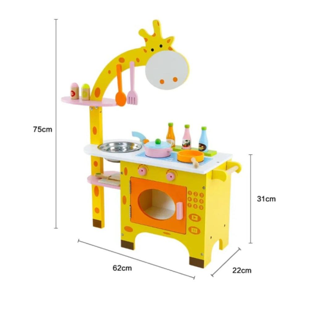 Wooden Kitchen Playset for Kids (Giraffe Shape Kitchen Set)