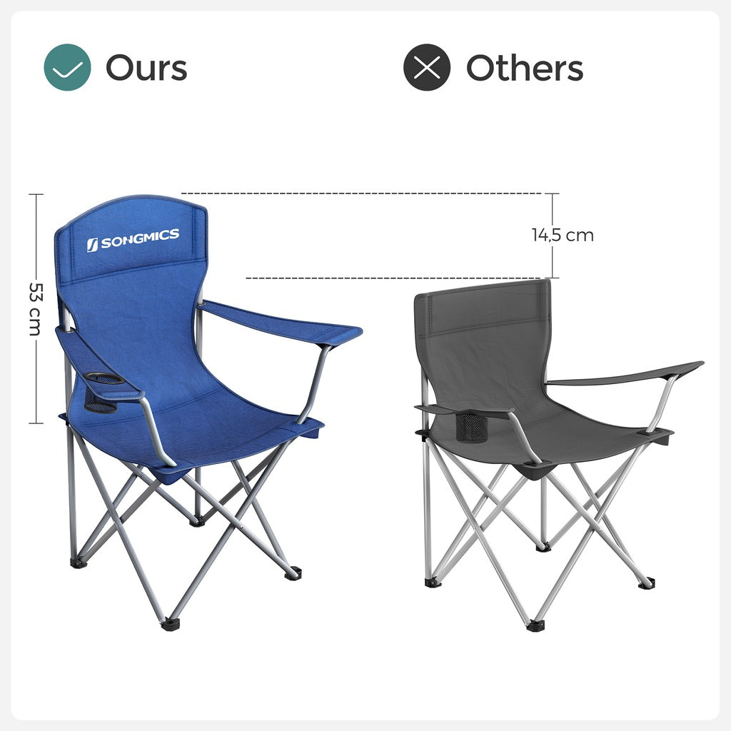 Set of 2 Folding Camping Outdoor Chairs - Blue