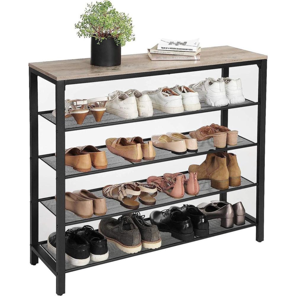 Shoe Rack Organizer with 4 Mesh Shelves