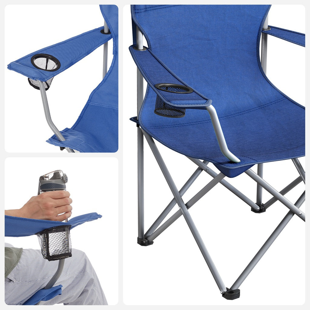 Set of 2 Folding Camping Outdoor Chairs - Blue