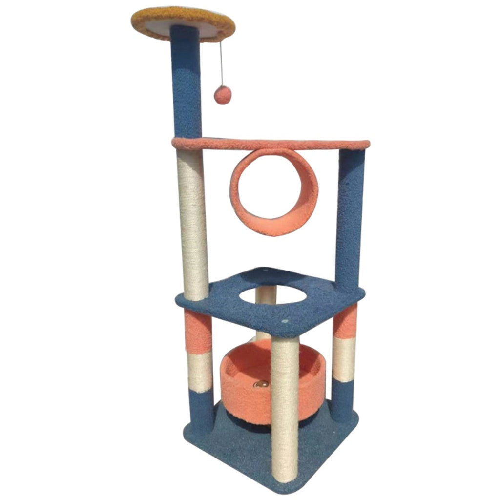 Emoji Plush Cat Condo Cat Tree - Blue Red 110cms