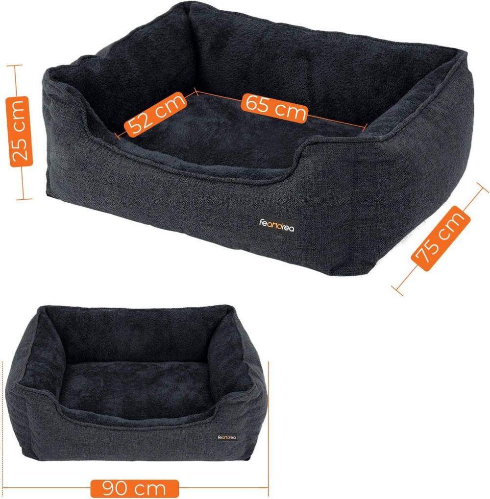 Dog Sofa Bed with Removable Washable Cover Dark Grey - 90cms