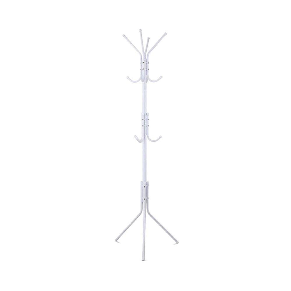 12 Hook Metal Coat Rack Stand with 3-Tier Hat Hanger (White)