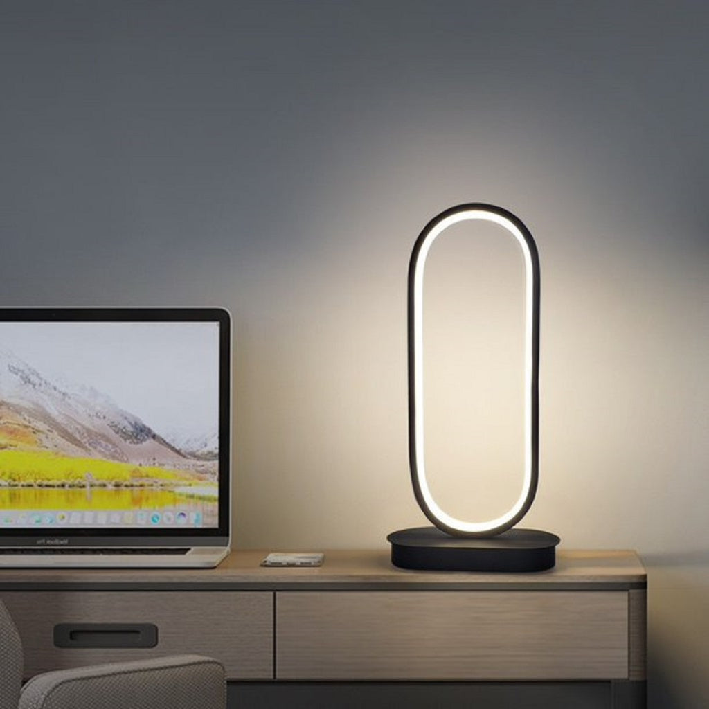 LED Aluminium Desk Night Lamp - Oval Shape (Black)