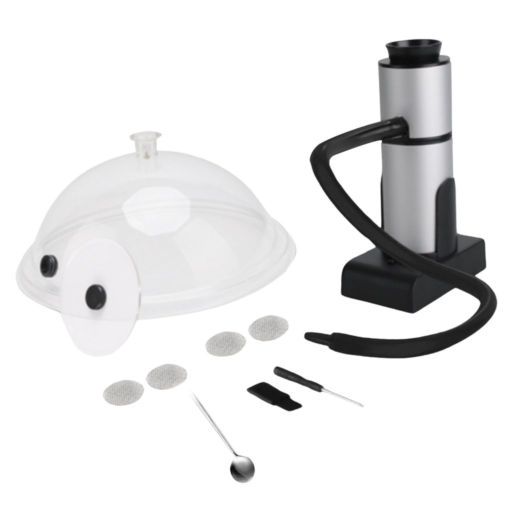 Cocktail Smoker Kit with Dome and Cup Lid (Black+Silver)