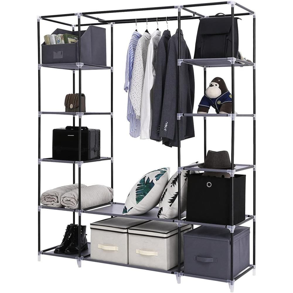 Wardrobe Bedroom Cupboard Clothes Storage Organiser - Grey