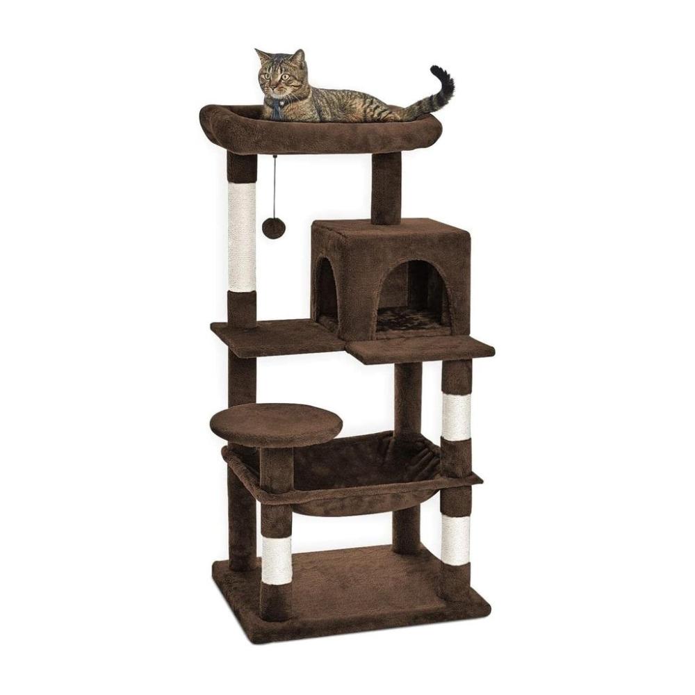 Plush Cat Condo Cat Tree - Brown 118cms