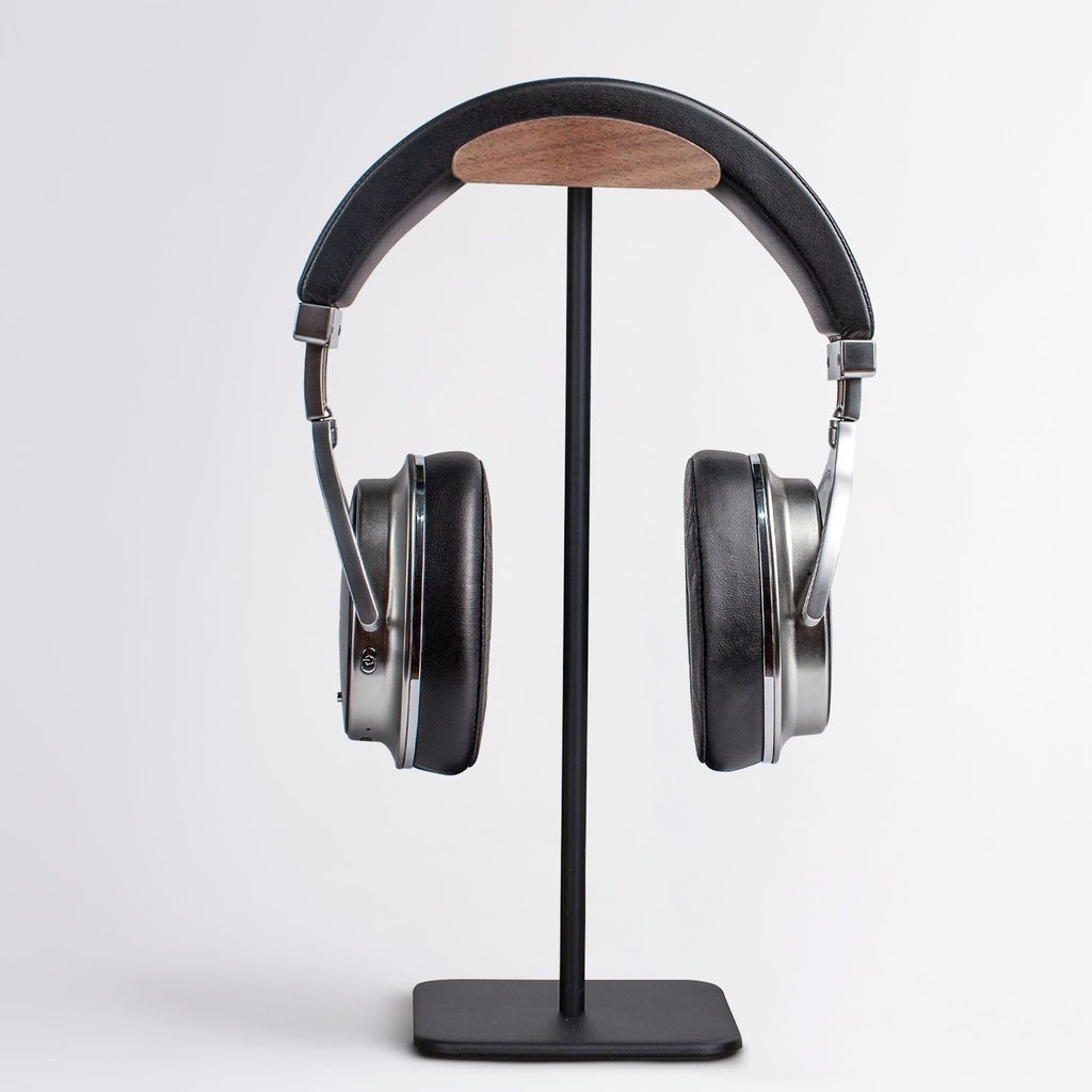 Walnut Wood & Aluminum Headset Stand (Black)