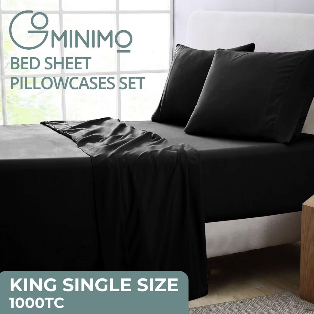 1000 Thread Count Ultra Soft Microfiber 4 Pcs Bed Sheet Set - Single King (Black)