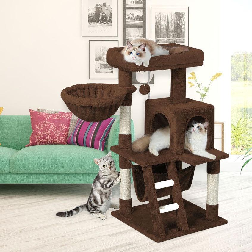 Plush Cat Condo Cat Tree - Brown 104cms