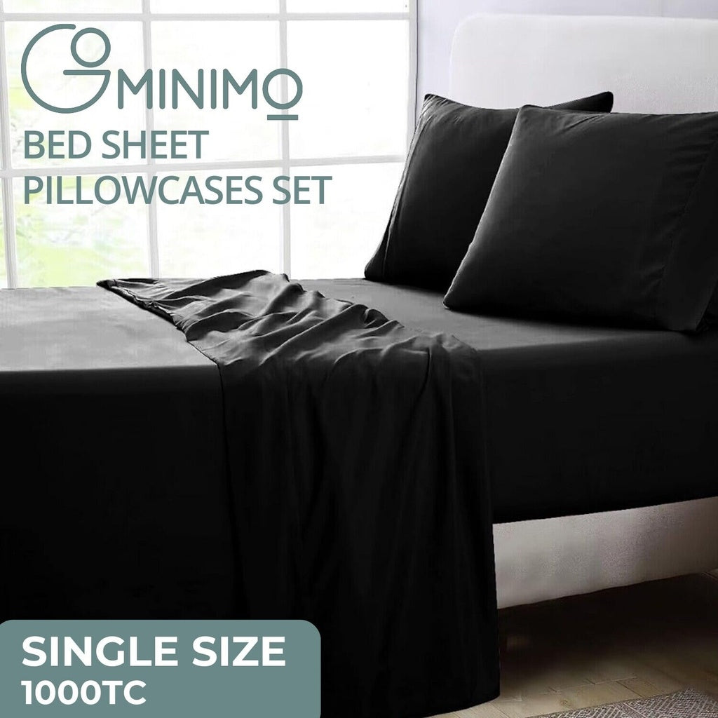 1000 Thread Count Ultra Soft Microfiber 4 Pcs Bed Sheet Set - Single (Black)