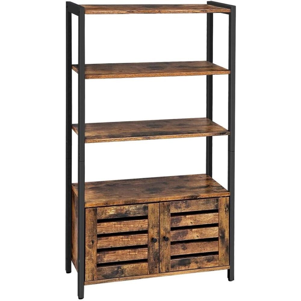 Storage 4 Tier Bookshelf with Louvred Doors