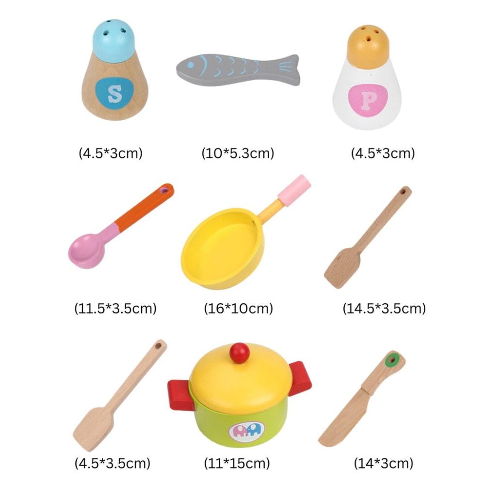 Wooden Kitchen Playset for Kids with Clock (Japanese Style Kitchen Set - Pink)