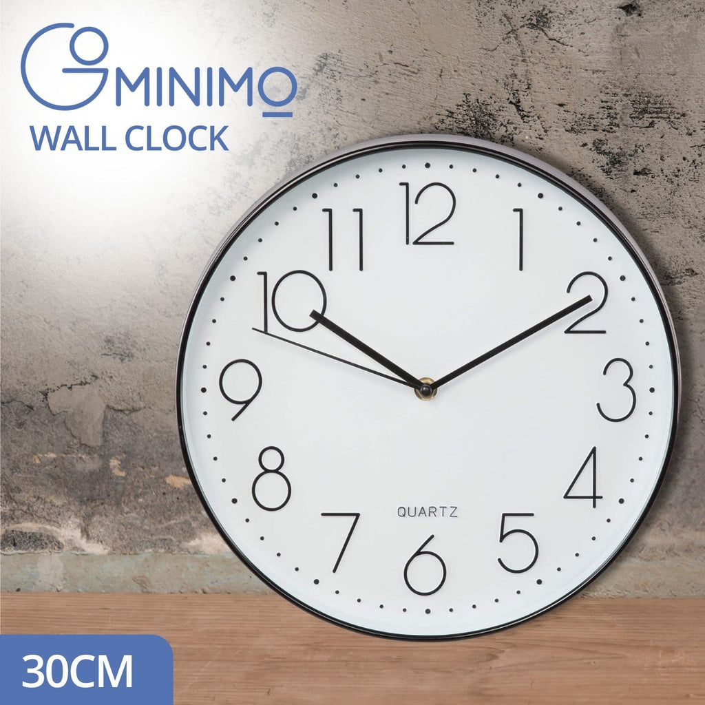 Non-Ticking Silent Wall Clocks (Black) - 12 Inch