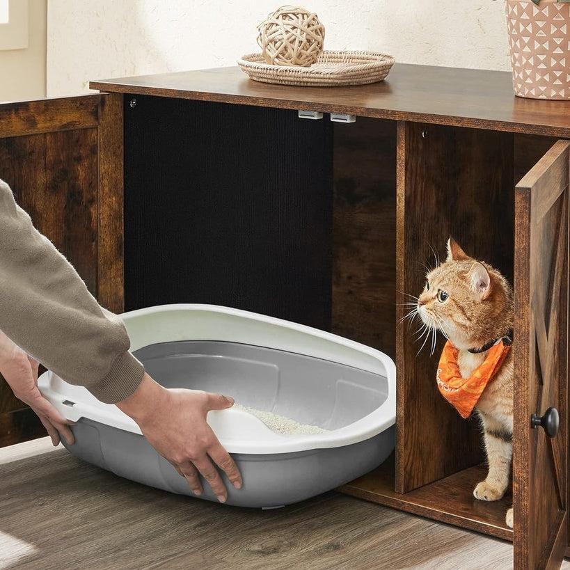 Cat Litter Box with Removable Divider Table - Vintage Brown