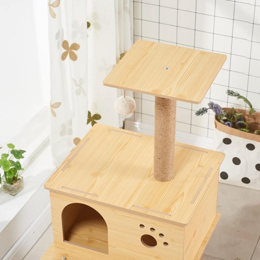 Stylish Designed Wooden Cat Tree - 130cms