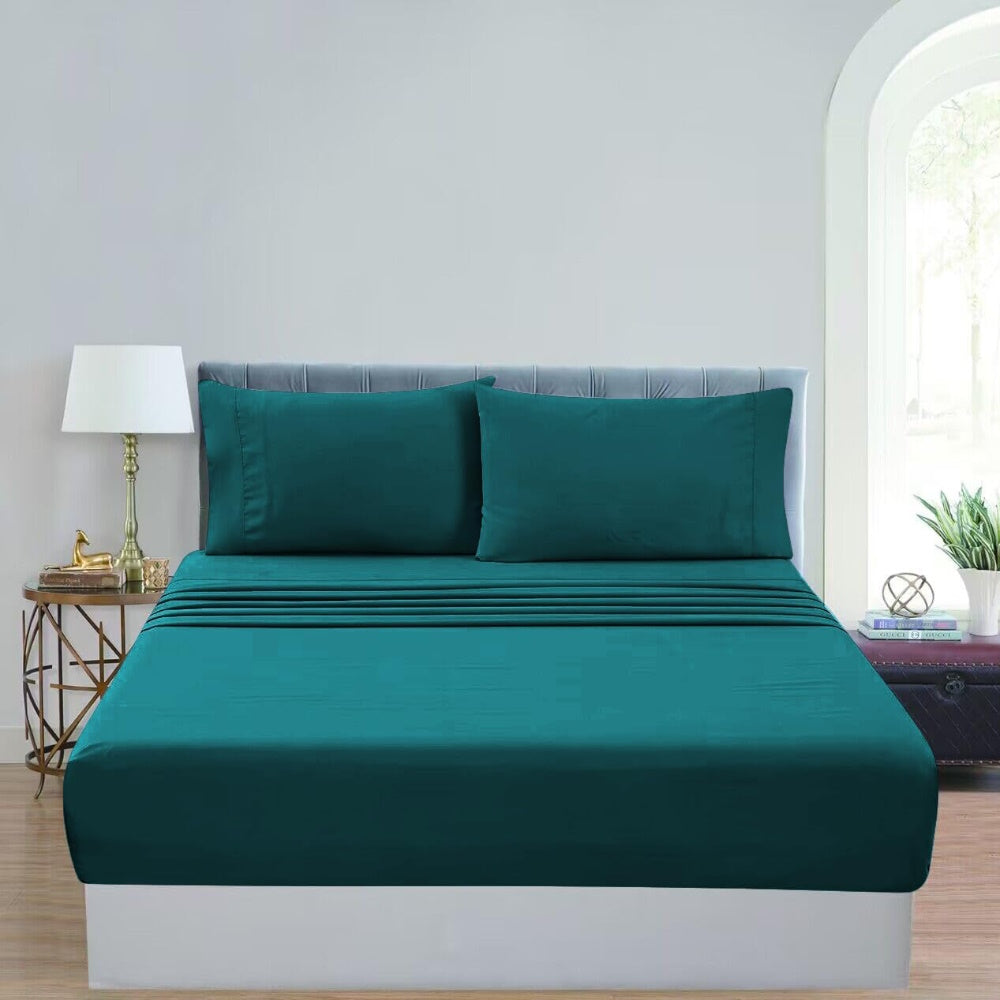 1000 Thread Count Ultra Soft Microfiber 4 Pcs Bed Sheet Set - Single (Teal)