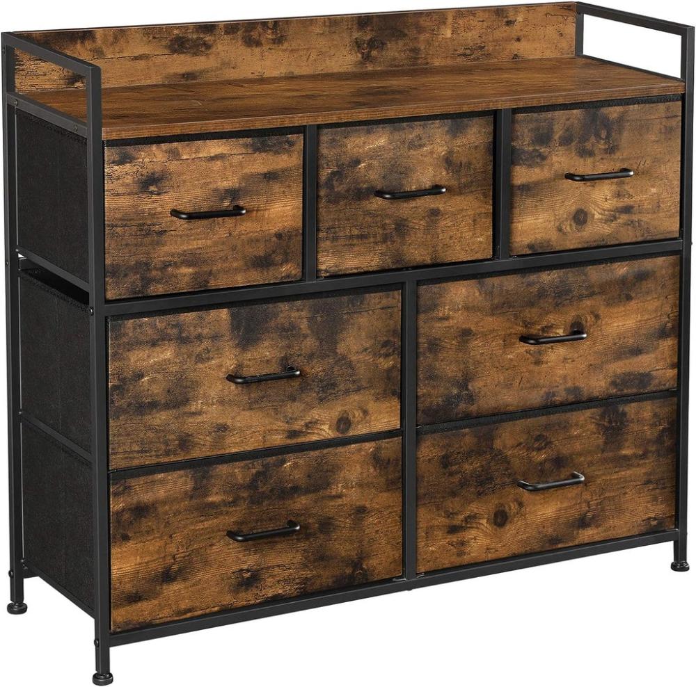 Chest of Drawers Dresser for Bedroom - Rustic Brown and Black