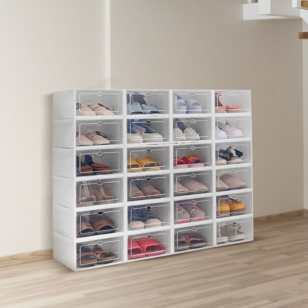 Space-Saving Plastic Shoe Box 24 pcs (White)