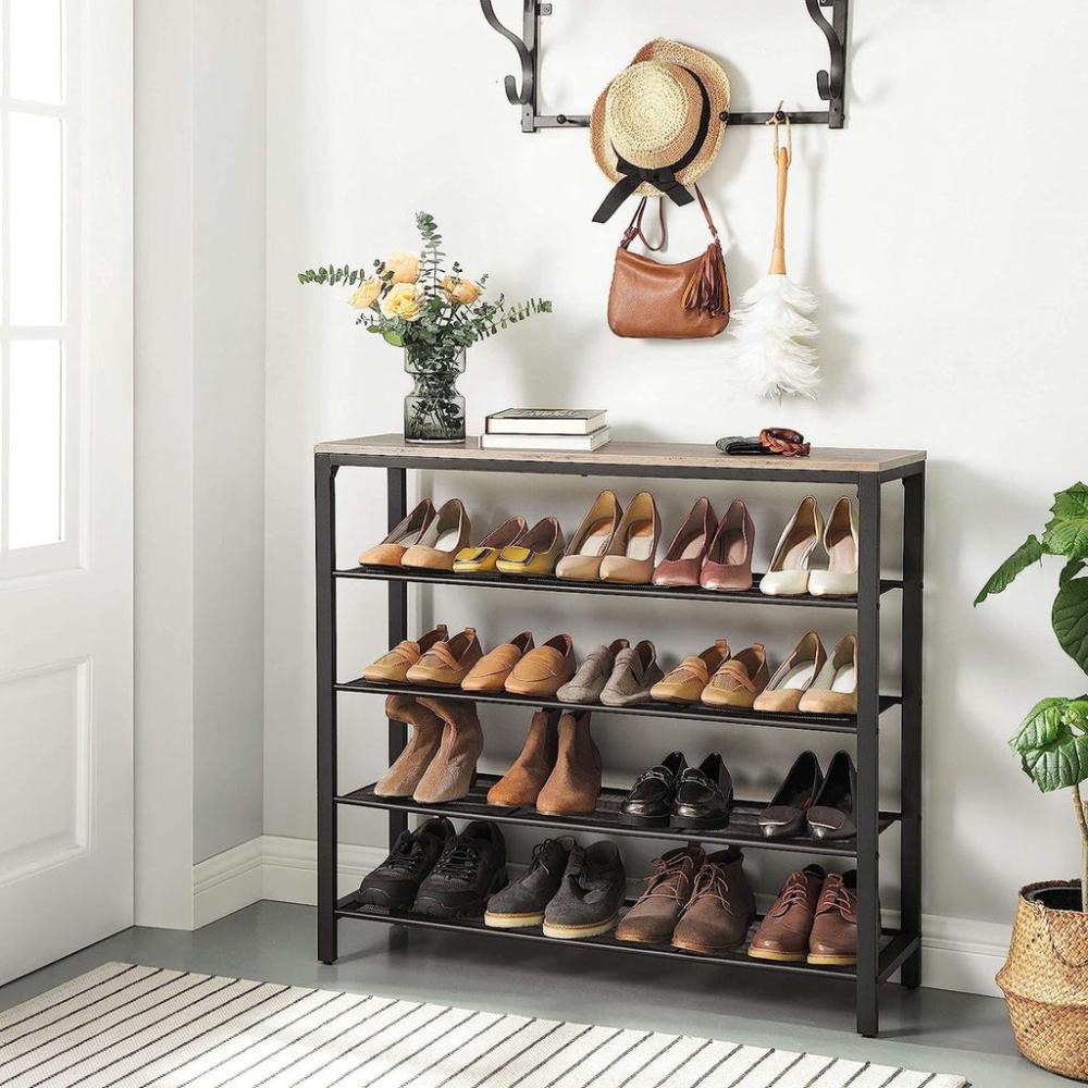 Shoe Rack Organizer with 4 Mesh Shelves