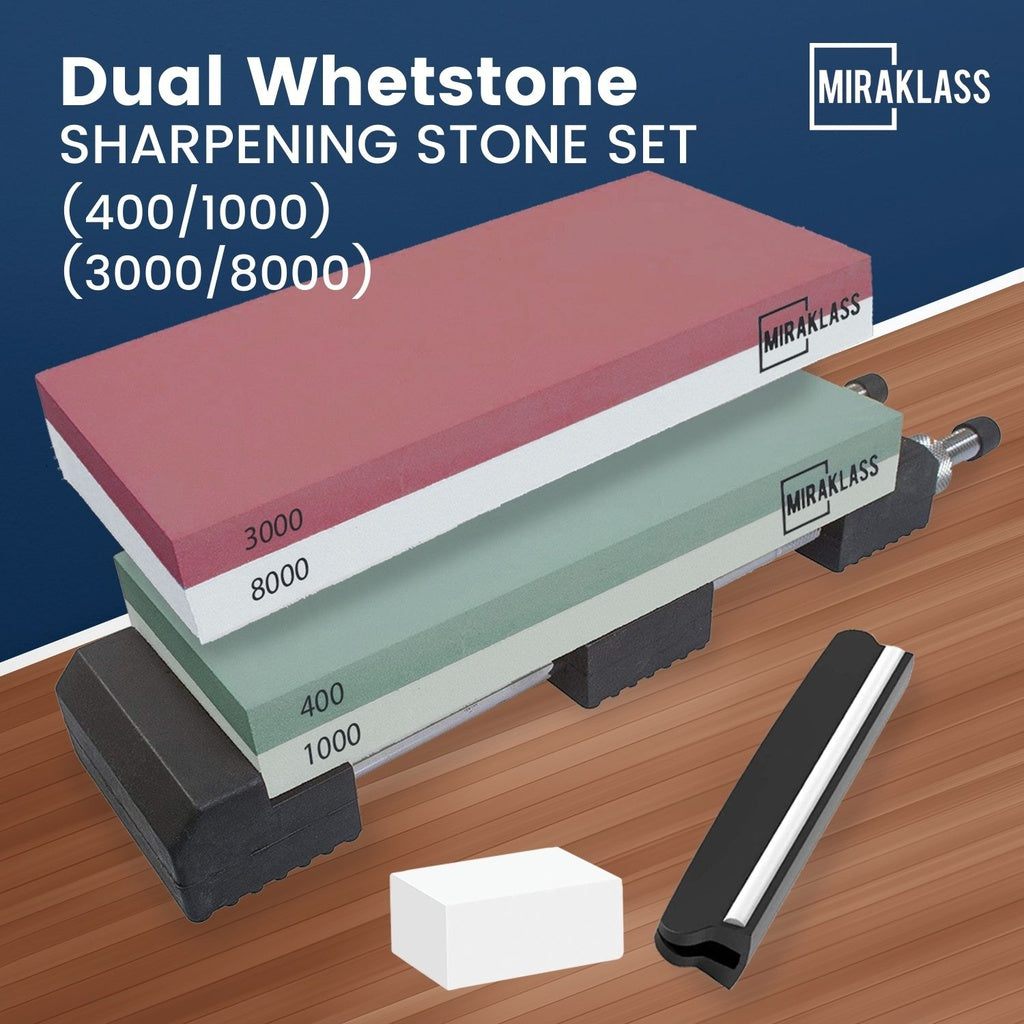 Dual Sharpening Premium Whetstone Knife Sharpener Grit Set