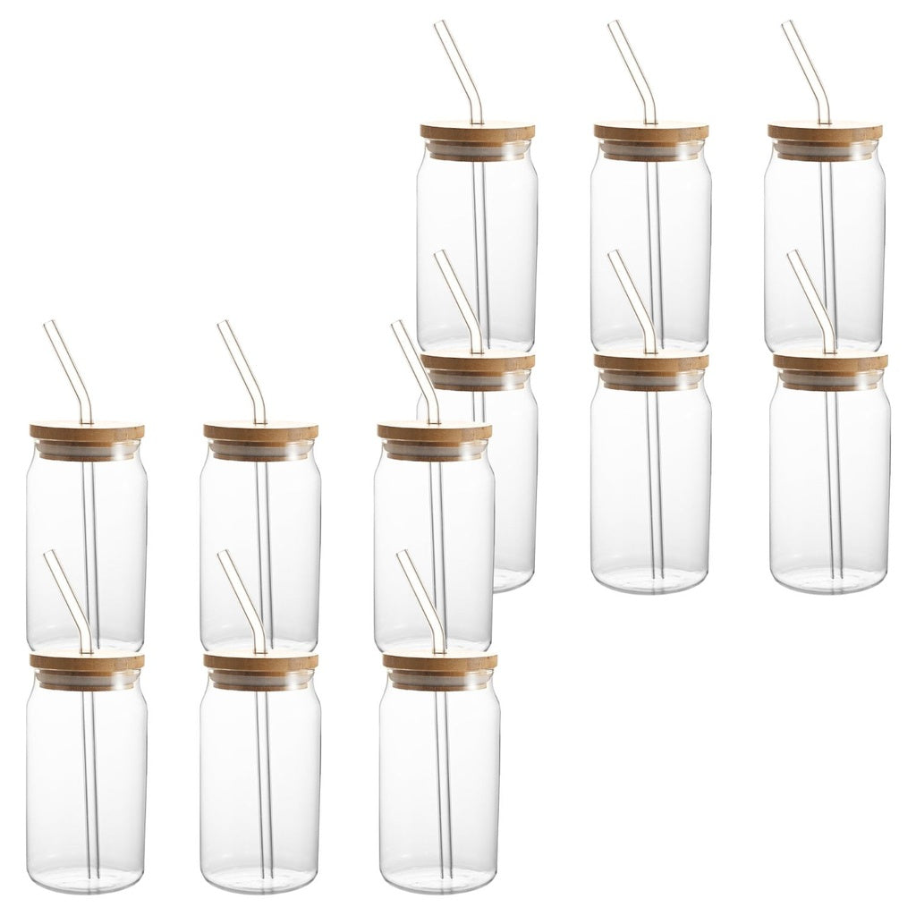 Mason Jar Drinking Glass with Lid and Straw 16Oz - 12pcs