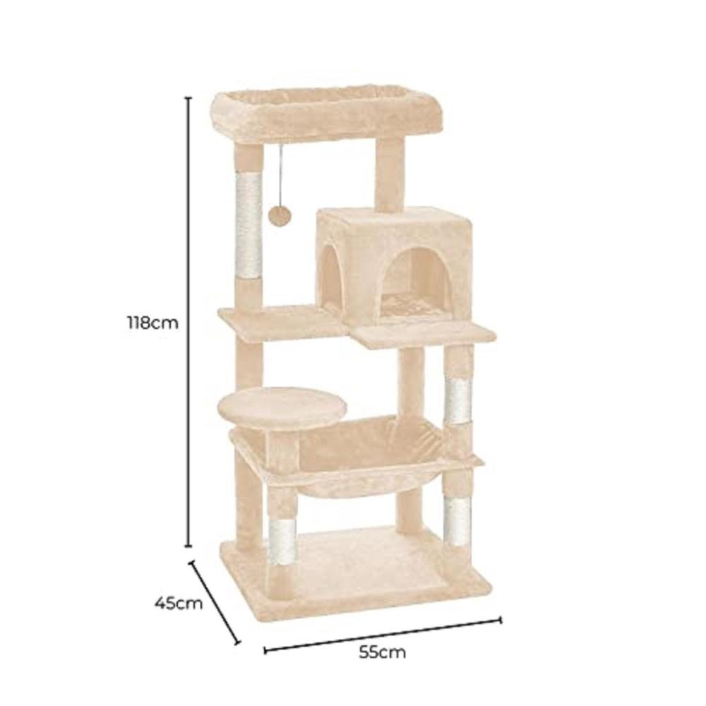 Plush Cat Condo Cat Tree - Beige 118cms