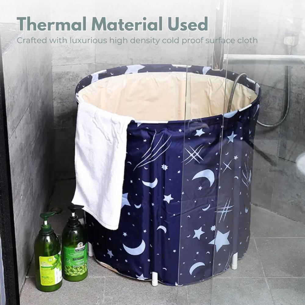 Portable Foldable Bathtub with Thermal Foam 65X70cms (Star Blue)