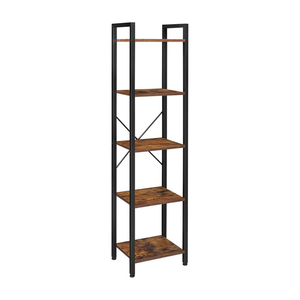 Hallway 5 Tier Bookshelf - Rustic Brown and Black