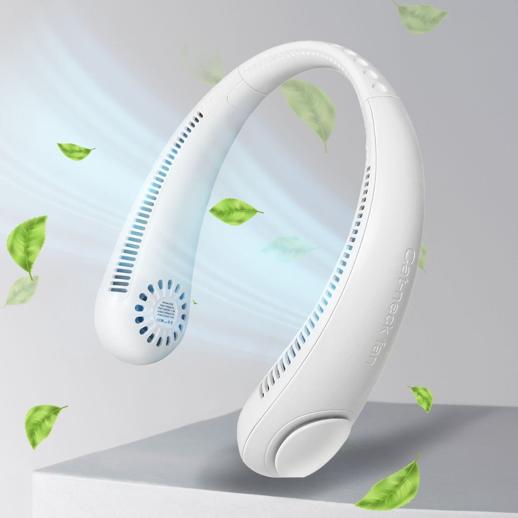 Rechargeable Portable Bladeless Neck Fan with 3 Speeds (White)